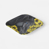 Black Stallion Pferd und Sonnenblumen Pappteller (Gewinkelt)