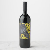 Black Stallion Pferd und Sonnenblumen Weinetikett (Vorderseite)