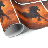 Black Stallion Running Through Orange Mist Geschenkpapier (Rolleneckpunkt)