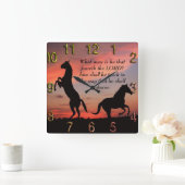 Black Stallone Silhouette Quadratische Wanduhr (Zuhause)