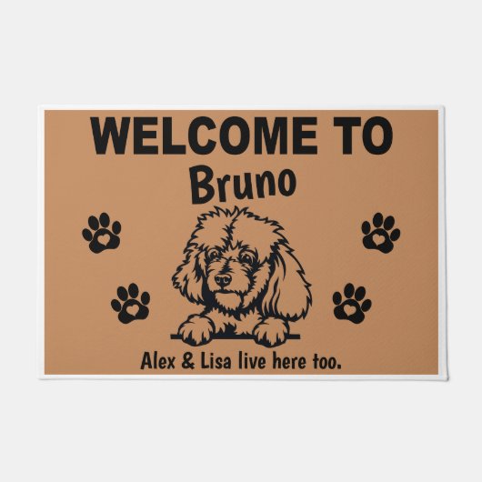 Black Stand PoodlePersonalized Door Mat Doormat Fußmatte (Vorderseite)