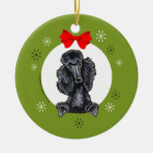 Black Standard Poodle Christmas Classic Keramikornament (Vorne)