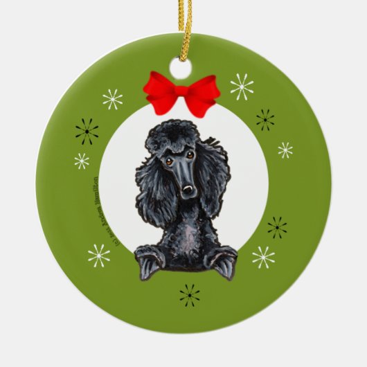 Black Standard Poodle Christmas Classic Keramikornament (Vorne)