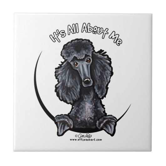Black Standard Poodle IAAM Fliese (Vorderseite)