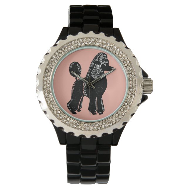 Black Standard Poodle Women's Wristwatch Armbanduhr (Vorderseite)