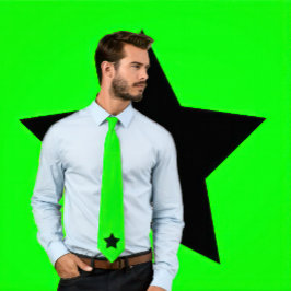 Black Star auf Neon Green Krawatte