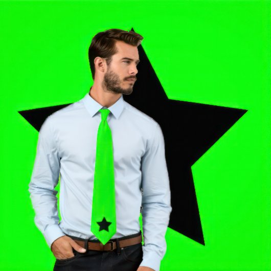 Black Star auf Neon Green Krawatte