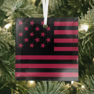 Black Star-Spangled Banner America Flag Ornament Aus Glas