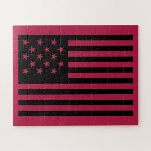 Black Star-Spangled Banner America Flag Puzzle (Horizontal)