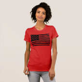 Black Star-Spangled Banner America Flag T-Shirt (Vorne ganz)