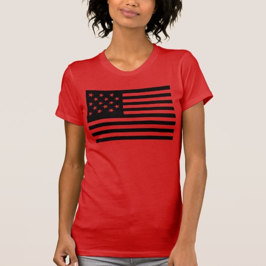 Black Star-Spangled Banner America Flag T-Shirt (Vorderseite)