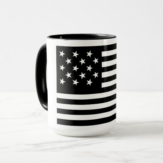 Black Star-Spangled Banner America Flag Tasse (Vorderseite Links)