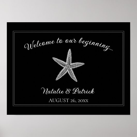 Black Starfish Wedding Welcome Poster (Vorne)