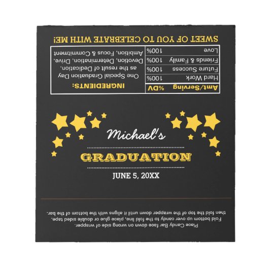 Black Stars Abschluss Gunst Candy Wrappers Notizblock (Vorderseite)