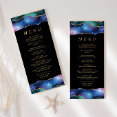 Black & Stars Blue Gold Calligraphy Wedding Menu Menükarte