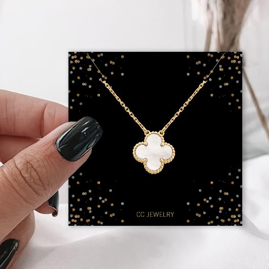 Black Stars Jewerly Necklace Display Quadratische Visitenkarte