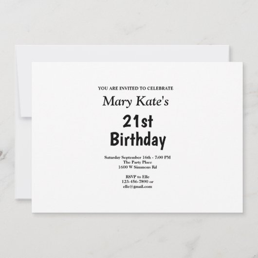 Black Stars mit Message Birthday Party Einladung (Rückseite)