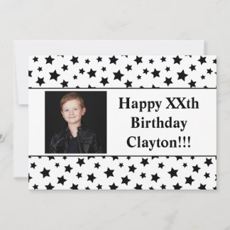 Black Stars mit Message Foto Geburtstagsparty Einladung