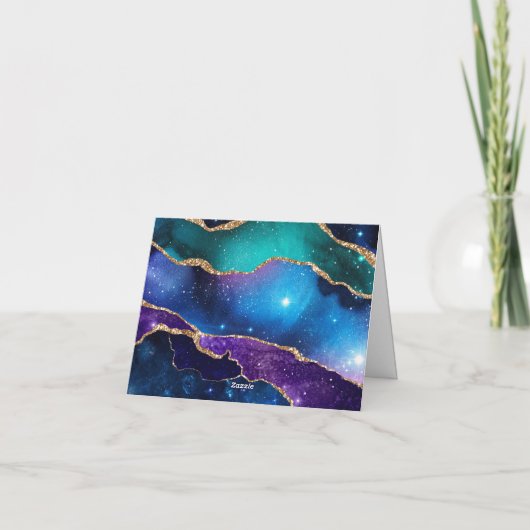 Black & Stars Navy Blue Gold Dankeschön Karte (Rückseite)