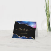 Black & Stars Navy Blue Gold Dankeschön Karte (Vorderseite)