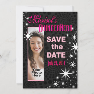Black Stars Quinceañera Foto Party Save The Date