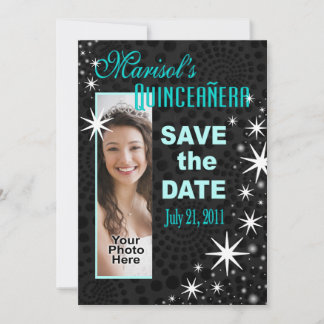 Black Stars Quinceañera Foto Party Save The Date