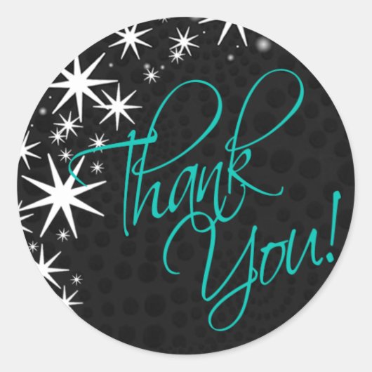 Black Stars Quinceañera Vielen Dank (schwarz/aqua) Runder Aufkleber (Vorderseite)