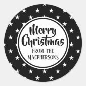Black Stars Weihnachtskleber Runder Aufkleber (Vorderseite)