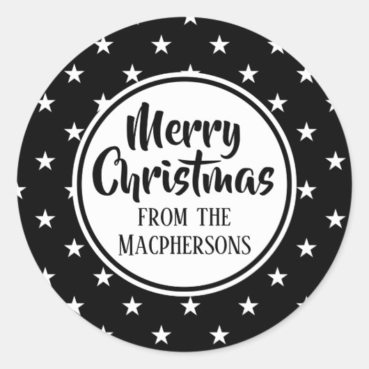 Black Stars Weihnachtskleber Runder Aufkleber (Vorderseite)