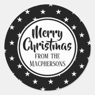 Black Stars Weihnachtskleber Runder Aufkleber