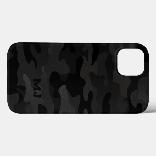 Black Stealth Camouflage mit Initialen Case-Mate iPhone Hülle (Rückseite (Horizontal))
