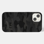 Black Stealth Camouflage mit Initialen iPhone Hülle (Rückseite (Horizontal))