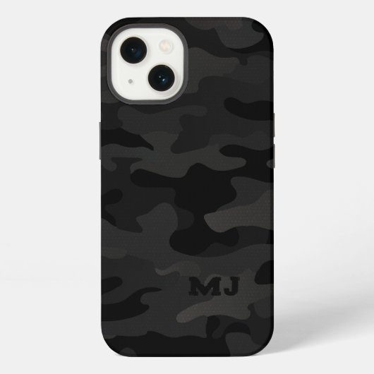 Black Stealth Camouflage mit Initialen iPhone Hülle (Rückseite)