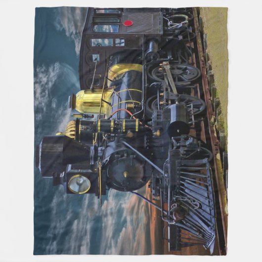 Black Steam Motor Bahn Lokomotivbahn Fleecedecke (Vorderseite)