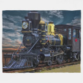 Black Steam Motor Bahn Lokomotivbahn Fleecedecke (Vorderseite (Horizontal))