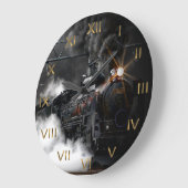 Black Steam Train Locomotive Große Wanduhr (Winkel)