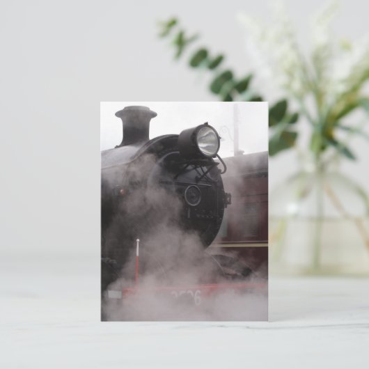 Black Steam Train Postkarte (Stehend Vorderseite)