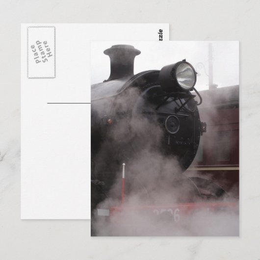 Black Steam Train Postkarte (Vorne/Hinten)
