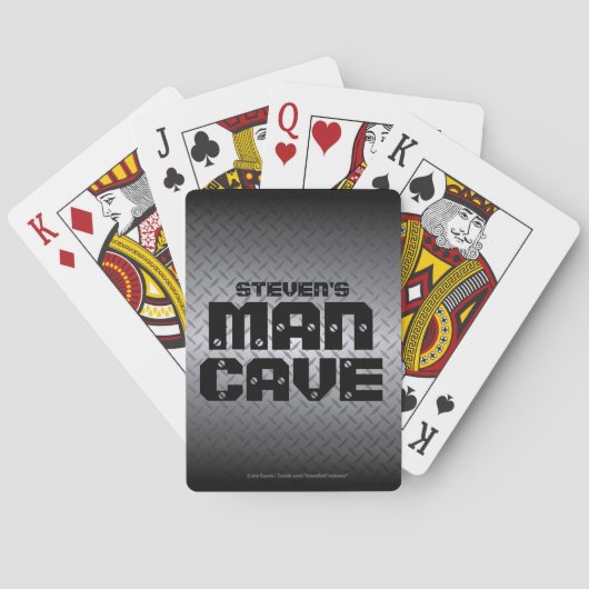 Black Steel Diamond Plate Personalisiert Man Höhle Spielkarten (Rückseite)