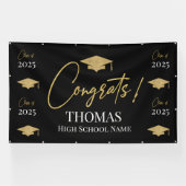 Black Step and repeat Graduation Backdrop banner (Horizontal)