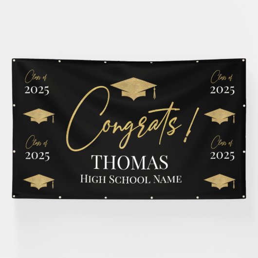 Black Step and repeat Graduation Backdrop banner (Horizontal)