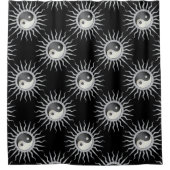 Black Sternexplosion Yin Yang Duschvorhang (Vorderseite)