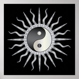 Black Sternexplosion Yin Yang Poster