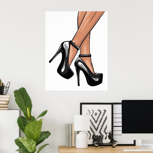 Black Stiletto Heelse und Legs Poster (Heimbüro)