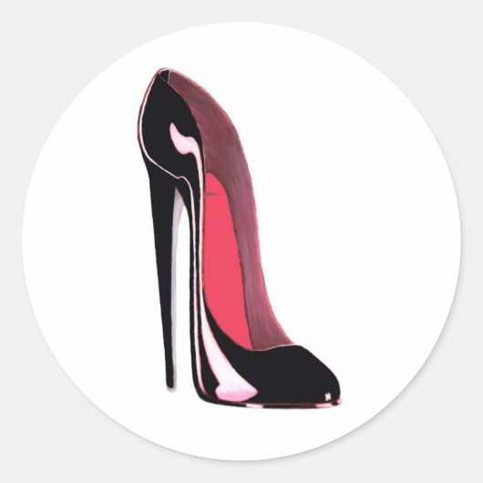 Black Stiletto Shoe Runder Aufkleber (Vorderseite)