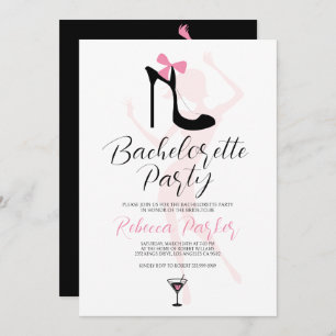 Black Stiletto Silhouette Bachelorette Einladung