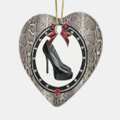 Black Stiletto Snakeskin Custom Heart Ornament (Links)