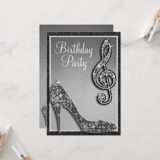 Black Stiletto & Treble Clef Geburtstag Einladung
