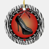 Black Stiletto Zebra Print Ornament (Hinten)