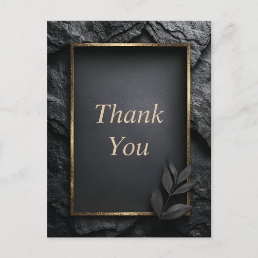 Black Stone mit Gold Frame Danke Karte (Vorderseite)